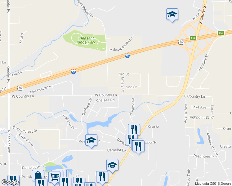 map of restaurants, bars, coffee shops, grocery stores, and more near 204 West Country Lane in Collinsville