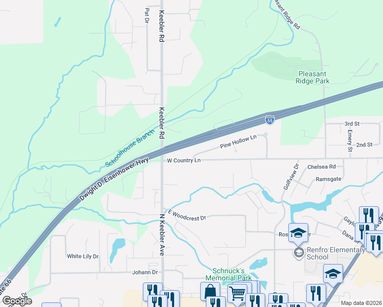 map of restaurants, bars, coffee shops, grocery stores, and more near 107 Pine Hollow Lane in Collinsville