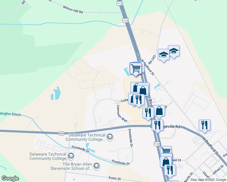 map of restaurants, bars, coffee shops, grocery stores, and more near 4 College Park Lane in Georgetown