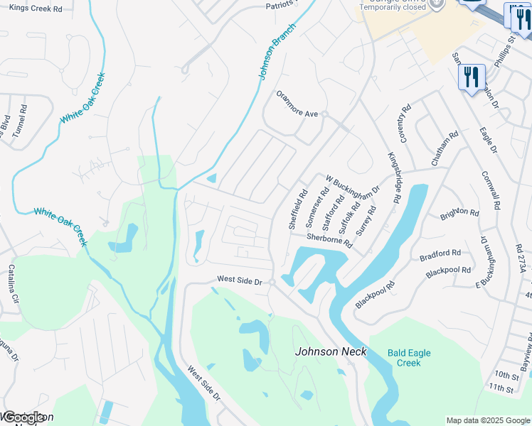 map of restaurants, bars, coffee shops, grocery stores, and more near 11 Branchwood Drive in Rehoboth Beach
