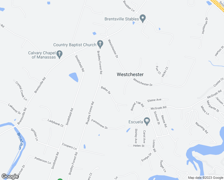 map of restaurants, bars, coffee shops, grocery stores, and more near 9070 Baber Drive in Manassas