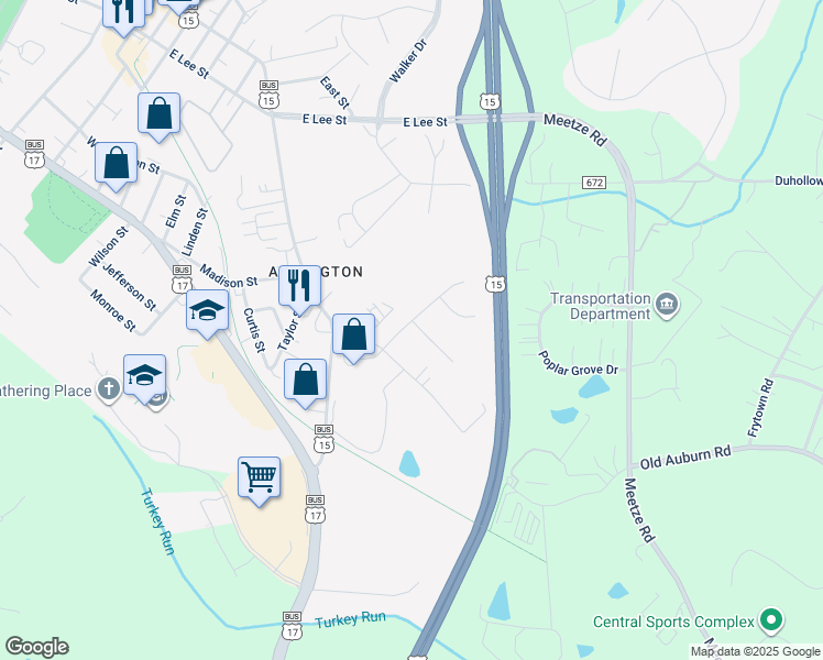 map of restaurants, bars, coffee shops, grocery stores, and more near 576 Galina Way in Warrenton
