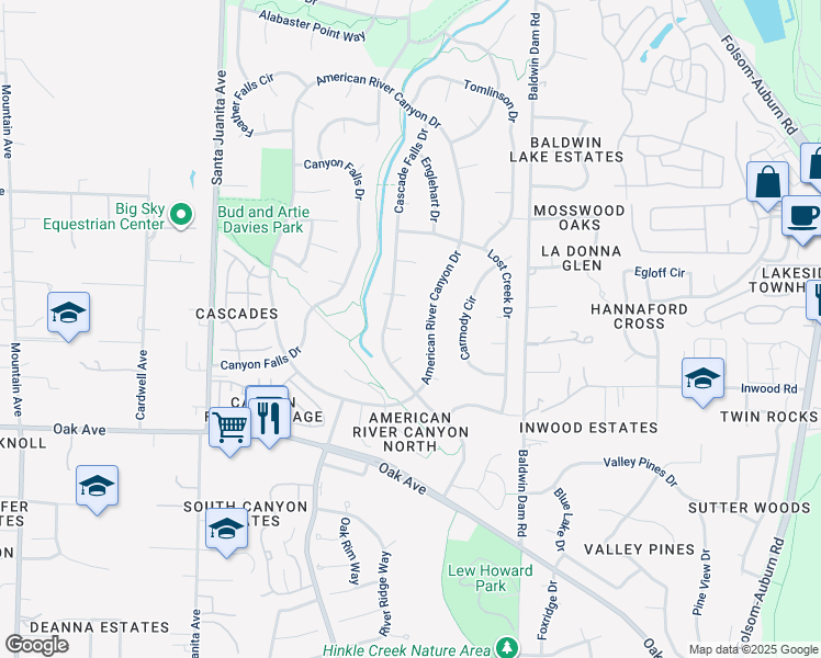 map of restaurants, bars, coffee shops, grocery stores, and more near 112 Mule Creek Court in Folsom