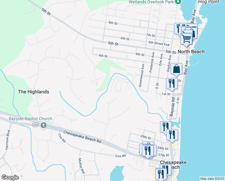map of restaurants, bars, coffee shops, grocery stores, and more near 3628 Bedford Drive in North Beach