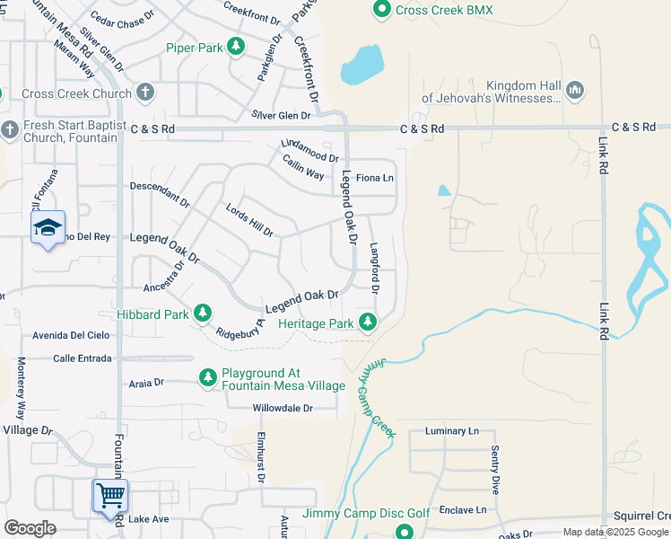 map of restaurants, bars, coffee shops, grocery stores, and more near 7581 Sistine Lane in Fountain