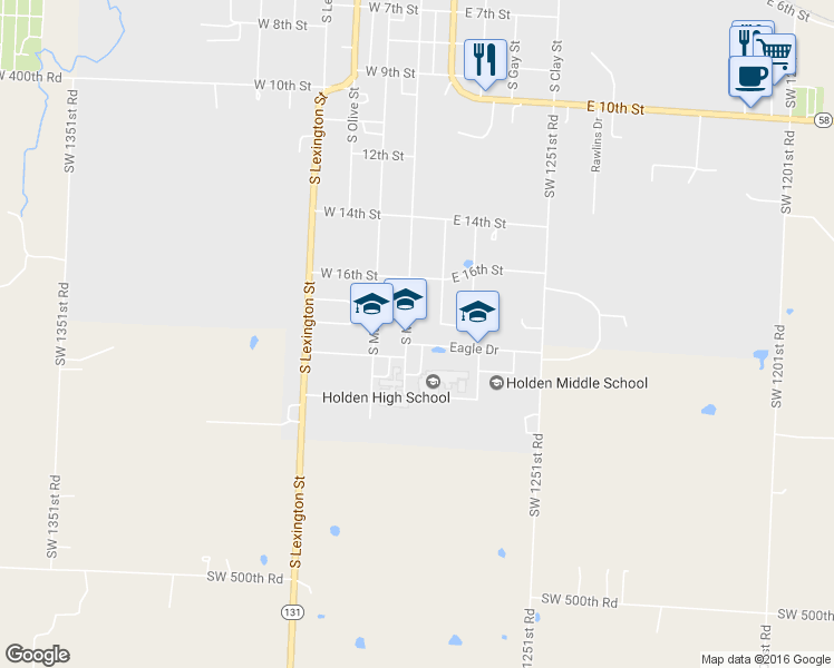 map of restaurants, bars, coffee shops, grocery stores, and more near 1609 South Main Street in Holden