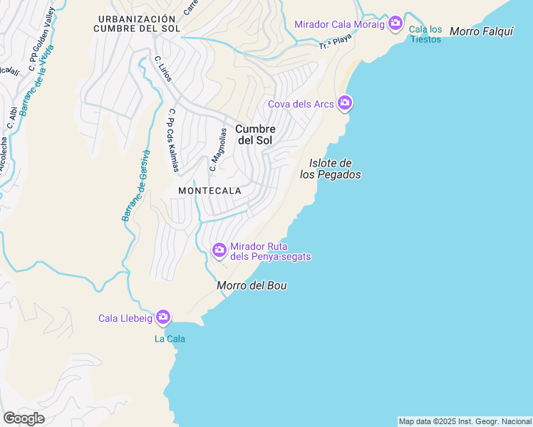 map of restaurants, bars, coffee shops, grocery stores, and more near 130 Calle Pp Cds Mariii Olivos in Benitachell