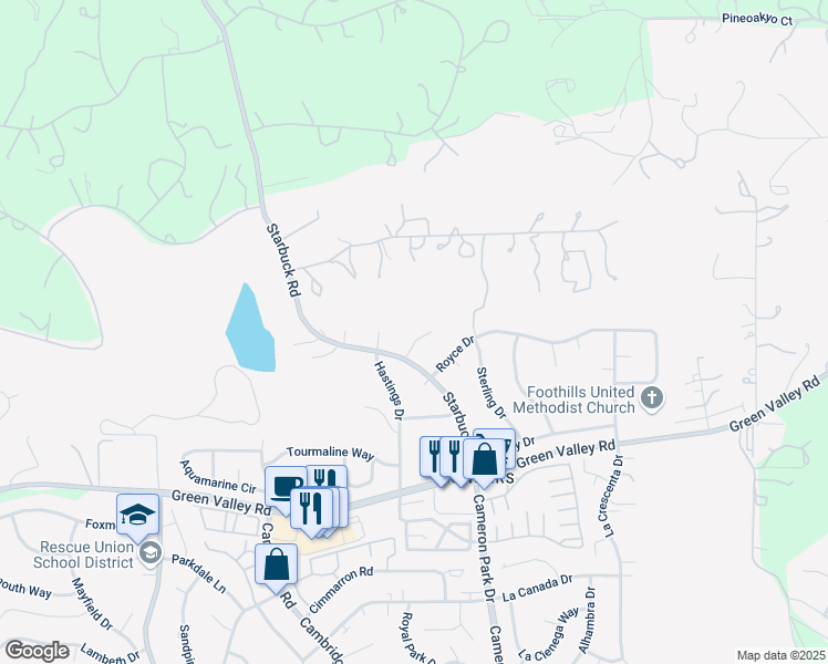 map of restaurants, bars, coffee shops, grocery stores, and more near 2972 Windsor Court in Rescue