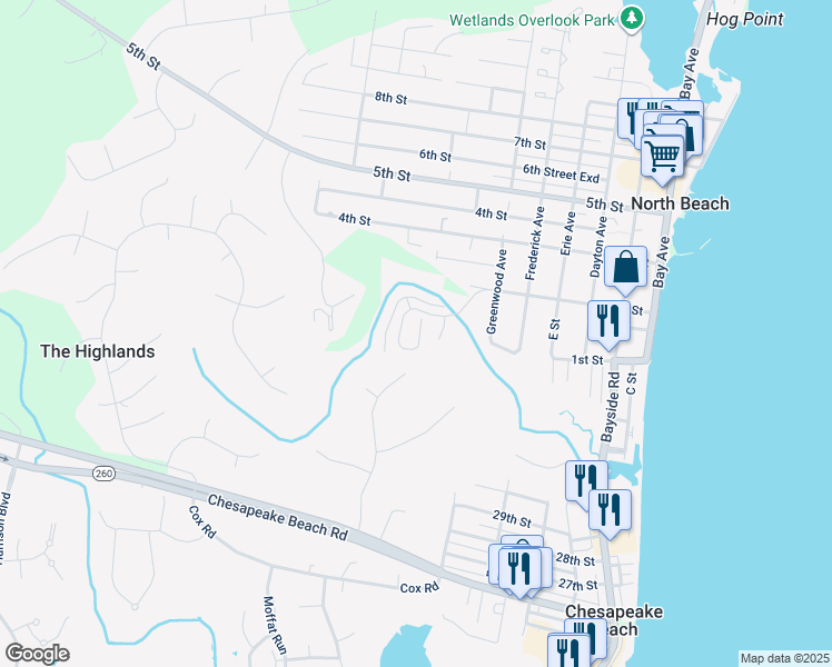 map of restaurants, bars, coffee shops, grocery stores, and more near 3614 Glouster Drive in North Beach