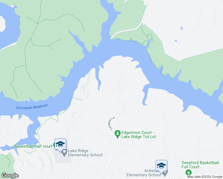 map of restaurants, bars, coffee shops, grocery stores, and more near 11602 Brookway Court in Woodbridge