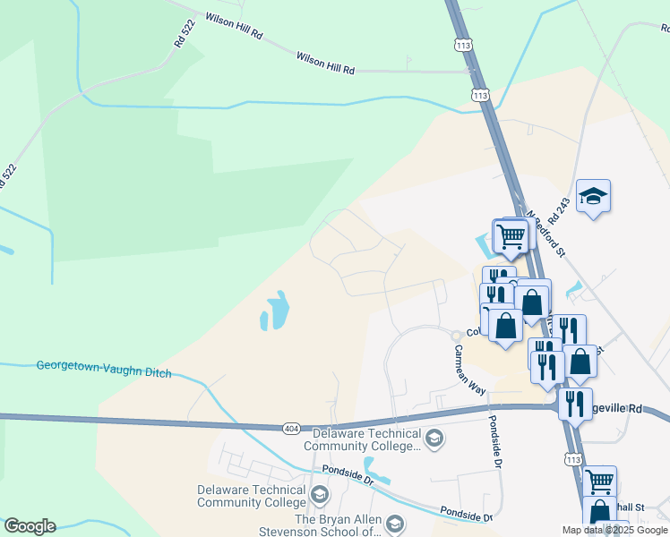 map of restaurants, bars, coffee shops, grocery stores, and more near R Wilson Loop in Georgetown