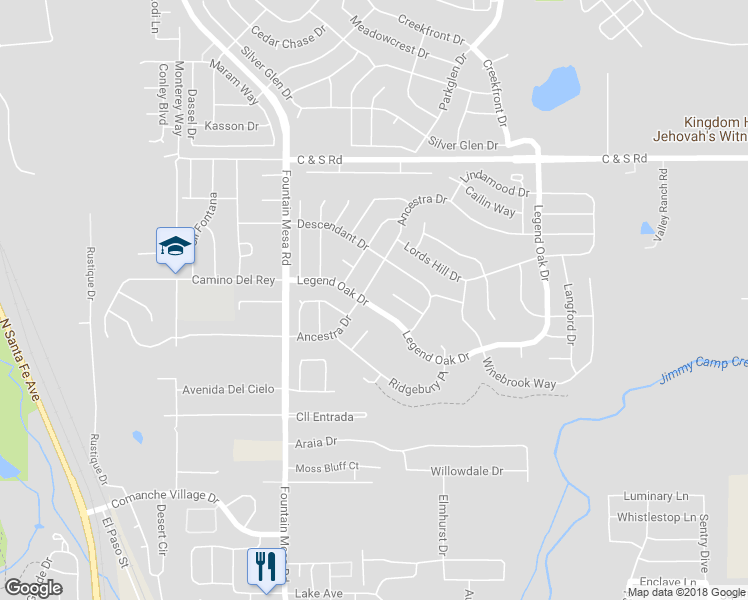 map of restaurants, bars, coffee shops, grocery stores, and more near 826 Legend Oak Drive in Fountain