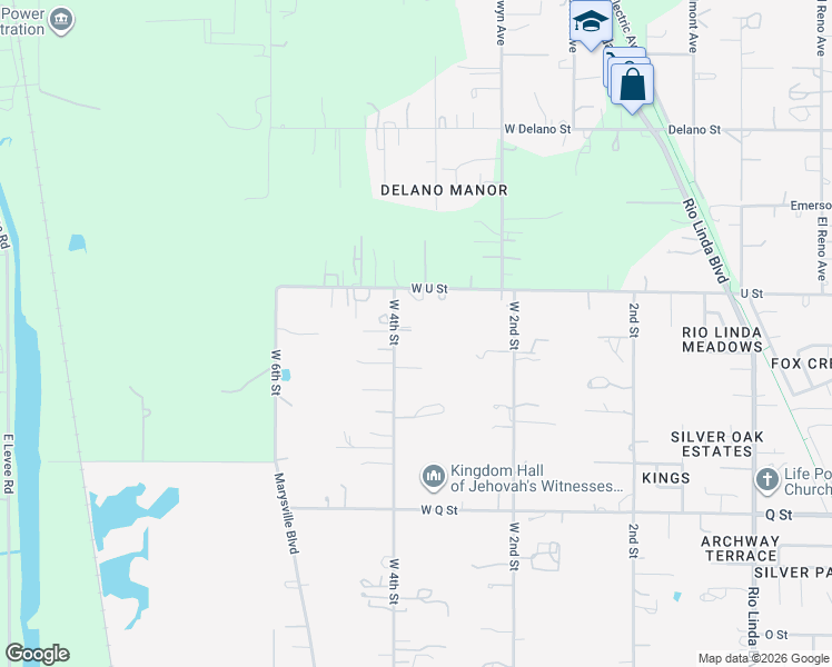 map of restaurants, bars, coffee shops, grocery stores, and more near 7504 West 4th Street in Rio Linda
