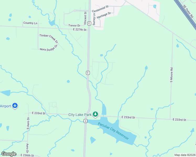 map of restaurants, bars, coffee shops, grocery stores, and more near 23005 South Creekview Drive in Peculiar
