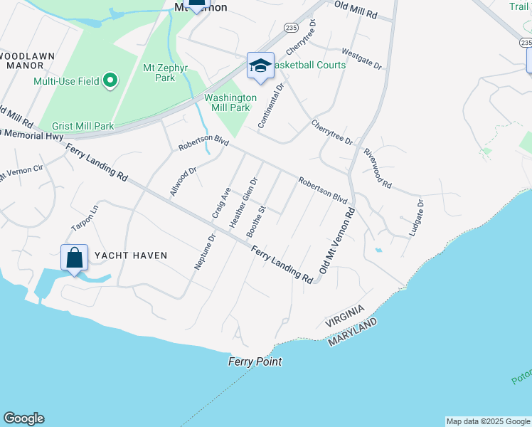 map of restaurants, bars, coffee shops, grocery stores, and more near 4121 Scotland Road in Alexandria