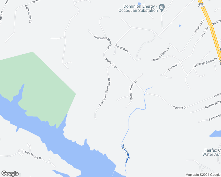 map of restaurants, bars, coffee shops, grocery stores, and more near 9327 Occoquan Overlook Drive in Lorton