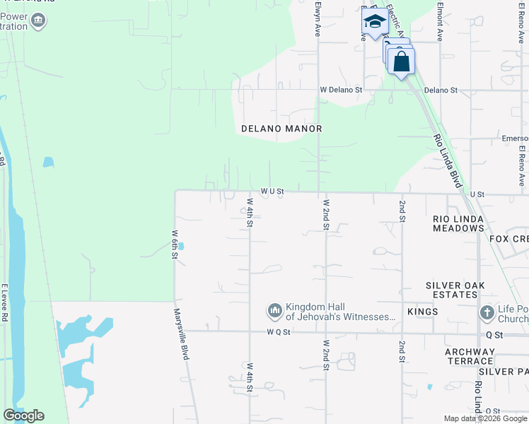 map of restaurants, bars, coffee shops, grocery stores, and more near 7504 West 4th Street in Rio Linda