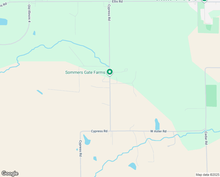 map of restaurants, bars, coffee shops, grocery stores, and more near 1400 Cypress Road in St. Jacob
