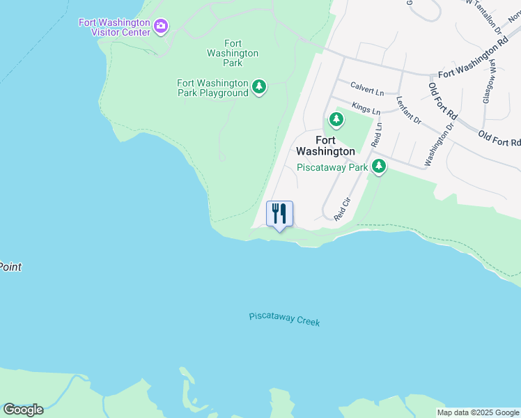 map of restaurants, bars, coffee shops, grocery stores, and more near 13421 Queens Lane in Fort Washington