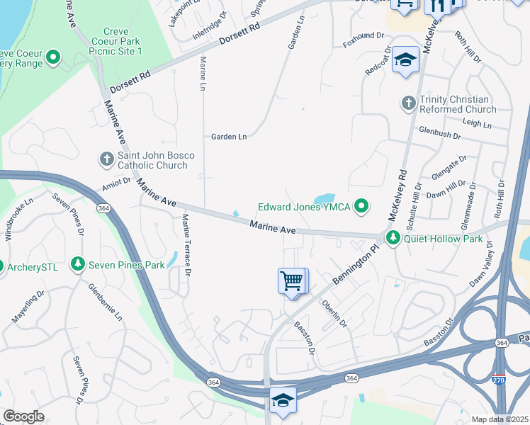 map of restaurants, bars, coffee shops, grocery stores, and more near 2414 Glen Arden Drive in St. Louis