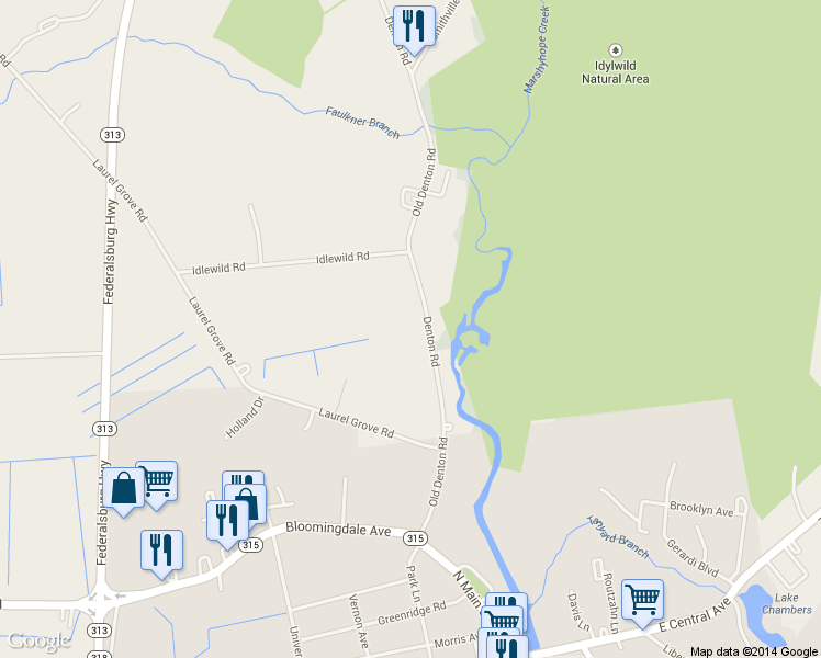 map of restaurants, bars, coffee shops, grocery stores, and more near 418 Denton Road in Federalsburg