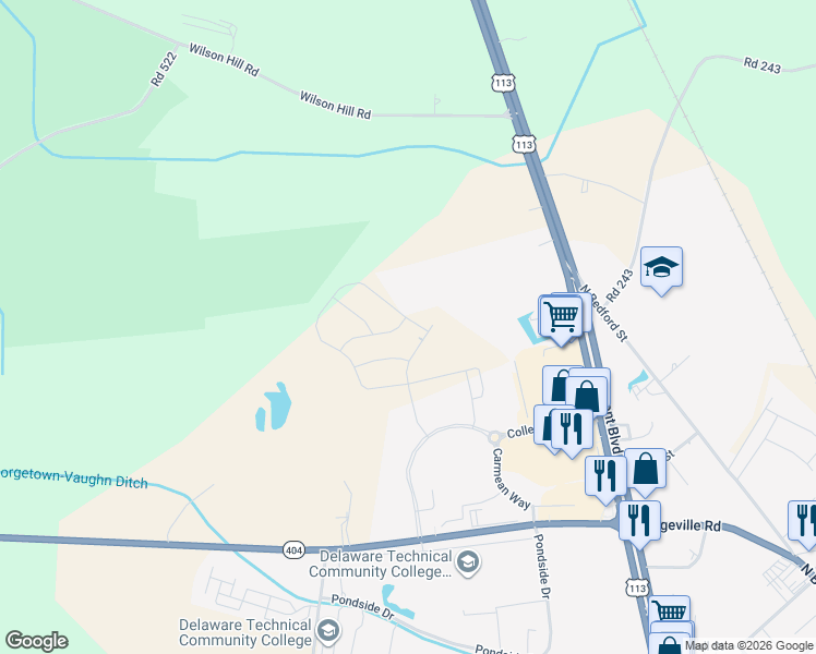 map of restaurants, bars, coffee shops, grocery stores, and more near 844 Partin Way in Georgetown