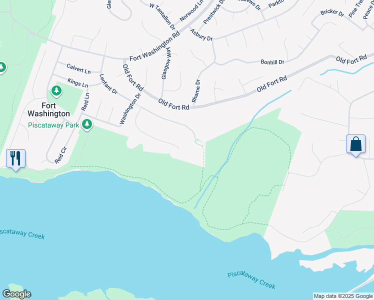 map of restaurants, bars, coffee shops, grocery stores, and more near 201 Lismore Dr in Fort Washington