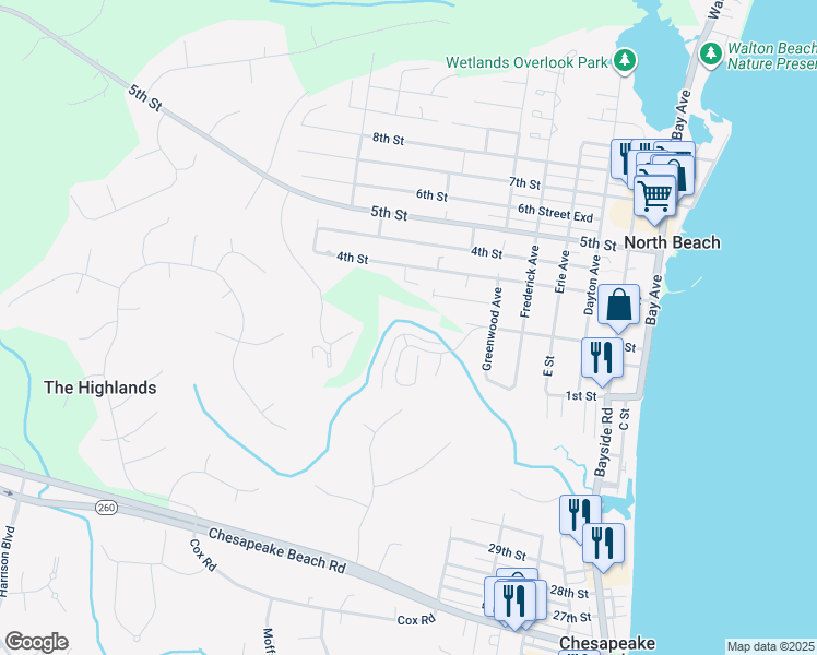 map of restaurants, bars, coffee shops, grocery stores, and more near 3757 Bedford Drive in North Beach