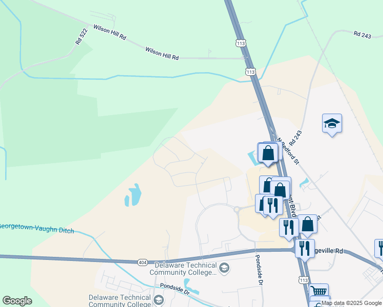 map of restaurants, bars, coffee shops, grocery stores, and more near R Wilson Loop in Georgetown