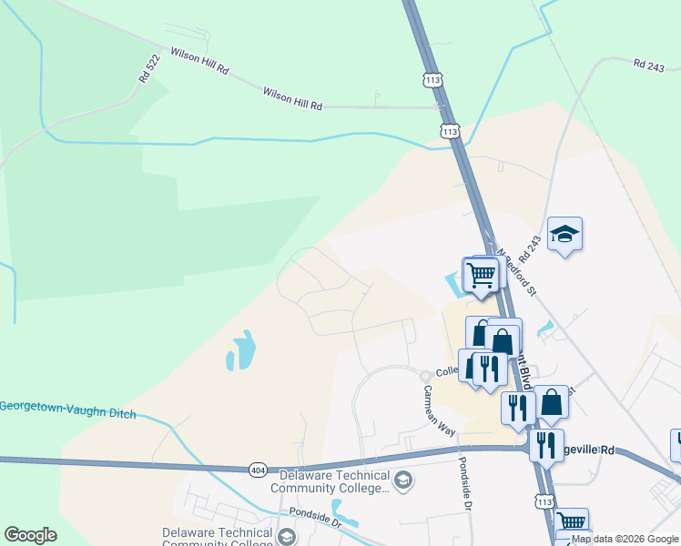 map of restaurants, bars, coffee shops, grocery stores, and more near 844 Lcpl George E Partin Way in Georgetown