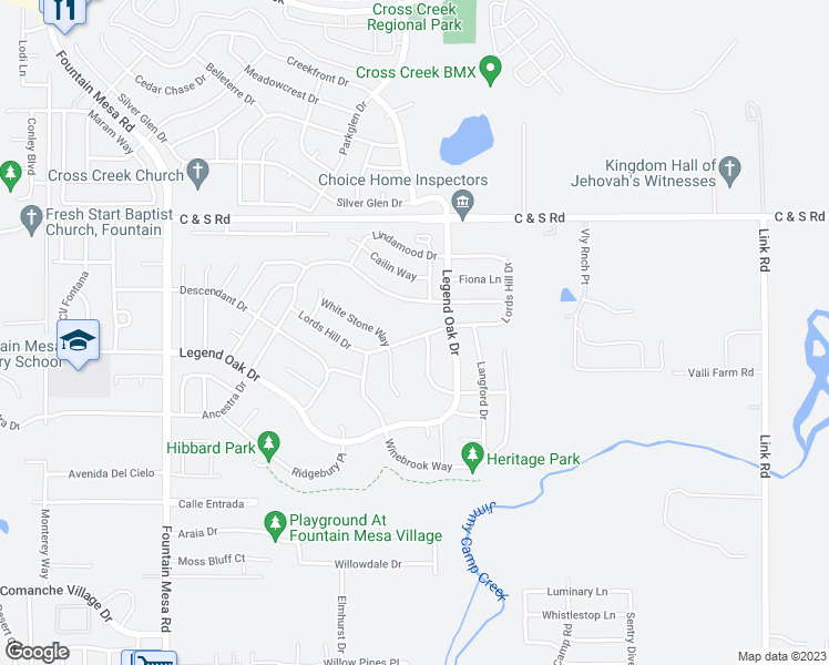 map of restaurants, bars, coffee shops, grocery stores, and more near 1060 Lords Hill Drive in Fountain