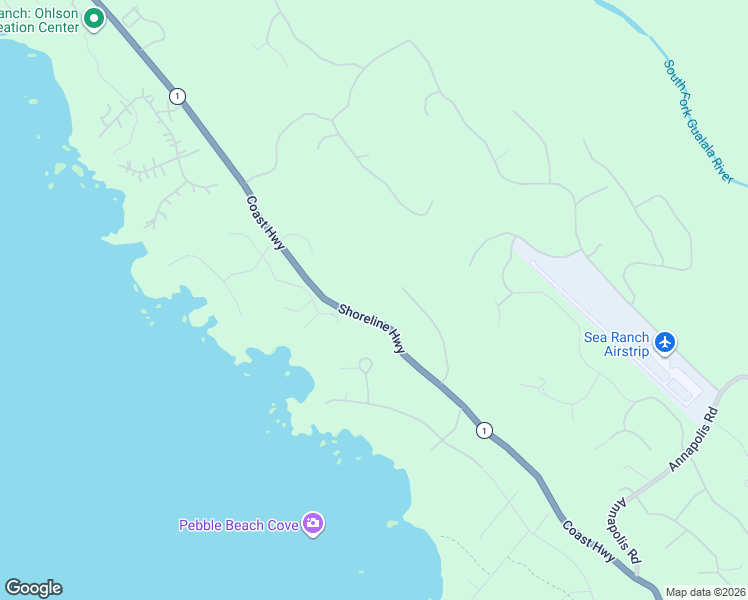 map of restaurants, bars, coffee shops, grocery stores, and more near 375 Spur Close in Sea Ranch
