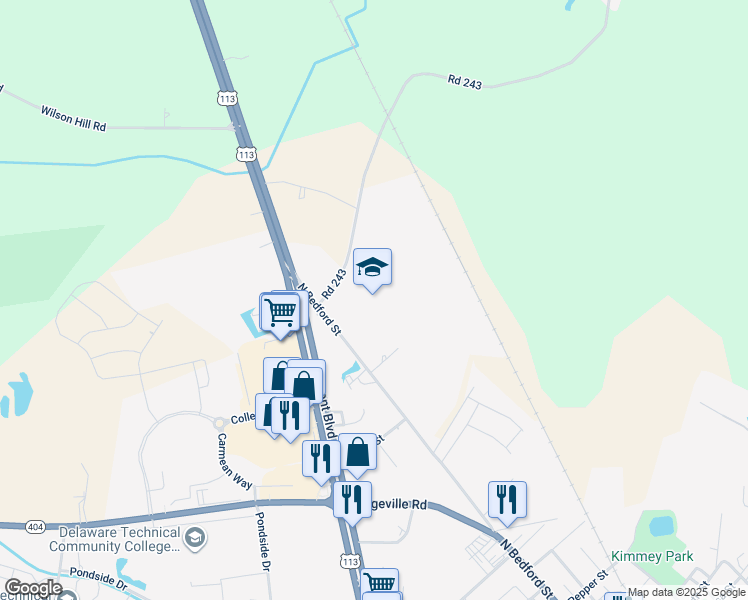 map of restaurants, bars, coffee shops, grocery stores, and more near 664 North Bedford Street in Georgetown