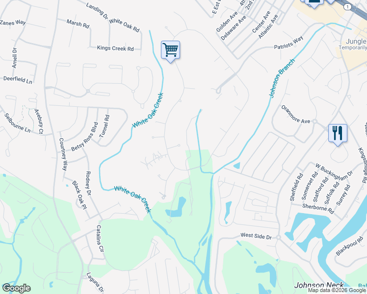map of restaurants, bars, coffee shops, grocery stores, and more near 8 Comfort Court in Rehoboth Beach