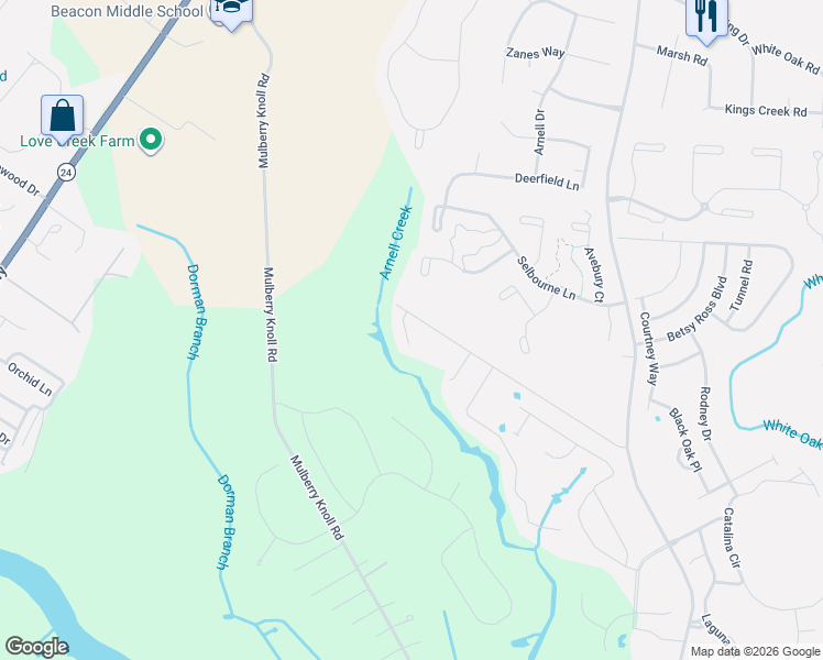 map of restaurants, bars, coffee shops, grocery stores, and more near 18299 Fairway Drive in Rehoboth Beach