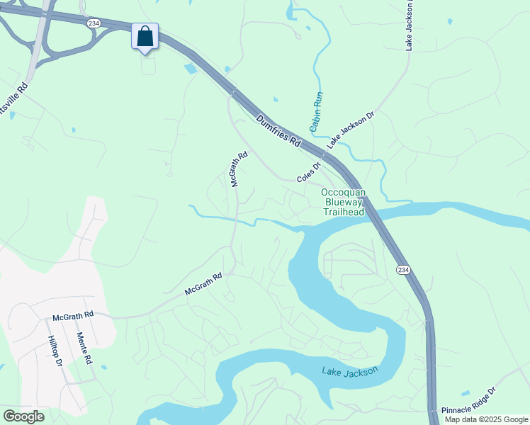 map of restaurants, bars, coffee shops, grocery stores, and more near 8369 Jones Street in Manassas