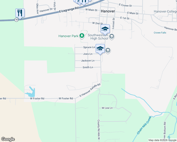 map of restaurants, bars, coffee shops, grocery stores, and more near 205 Smith Lane in Hanover