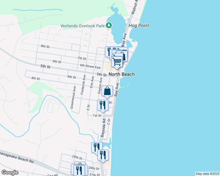 map of restaurants, bars, coffee shops, grocery stores, and more near 4100 3rd Street in North Beach