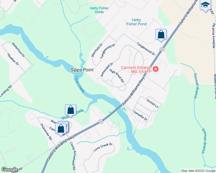 map of restaurants, bars, coffee shops, grocery stores, and more near 20676 Annondell Drive in Lewes