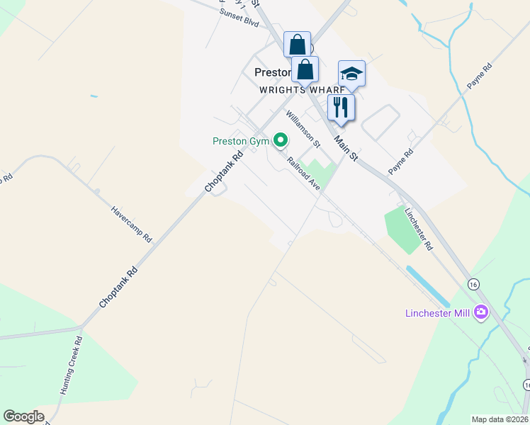 map of restaurants, bars, coffee shops, grocery stores, and more near 218 Apple Lane in Preston