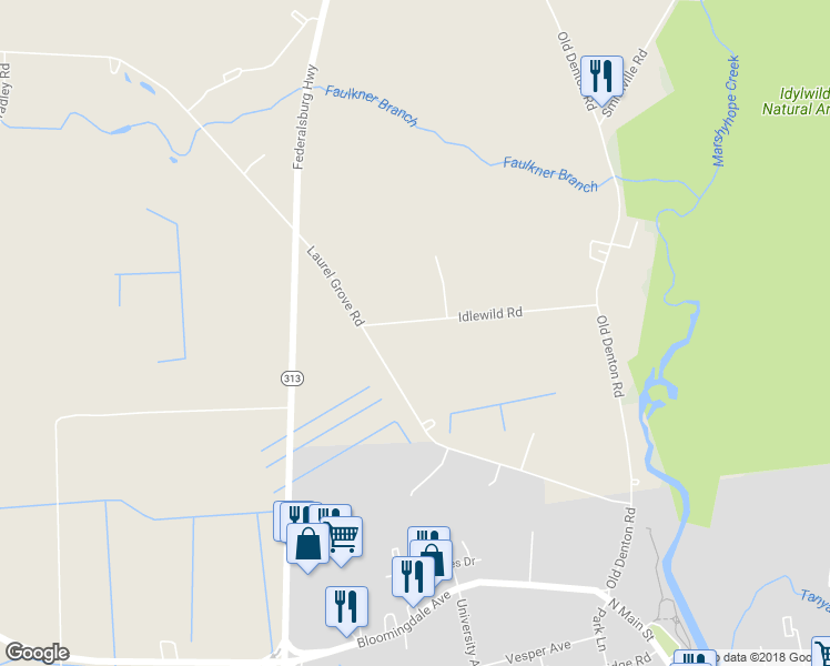 map of restaurants, bars, coffee shops, grocery stores, and more near 26581 Idlewild Road in Federalsburg