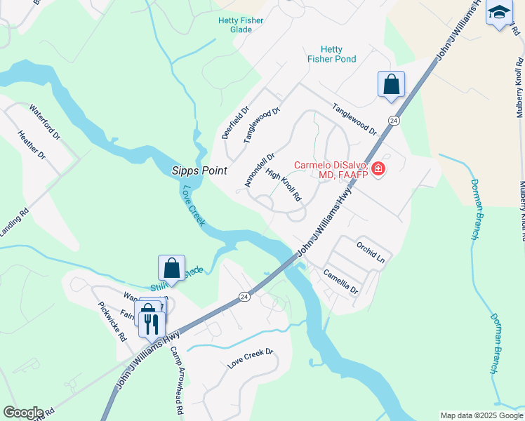map of restaurants, bars, coffee shops, grocery stores, and more near 20676 Annondell Drive in Lewes