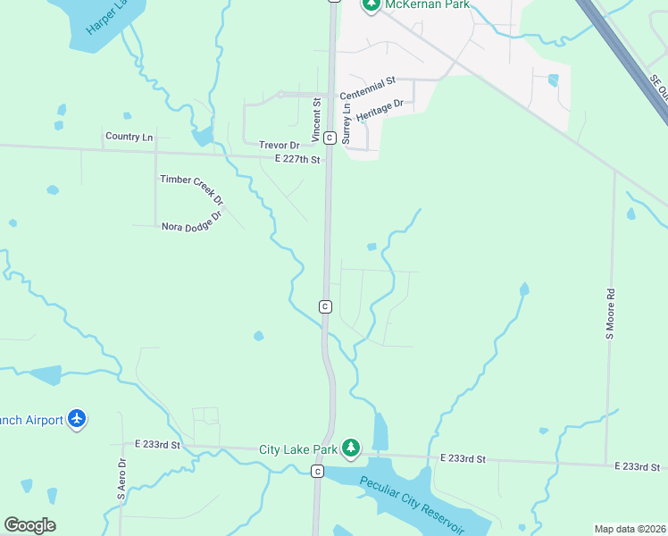 map of restaurants, bars, coffee shops, grocery stores, and more near 22905 South State Route C in Peculiar