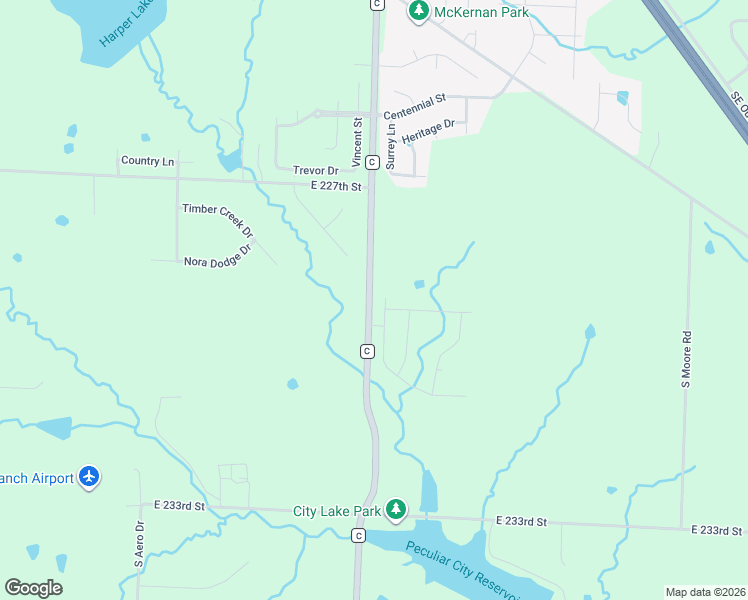 map of restaurants, bars, coffee shops, grocery stores, and more near 22905 State Highway C in Peculiar