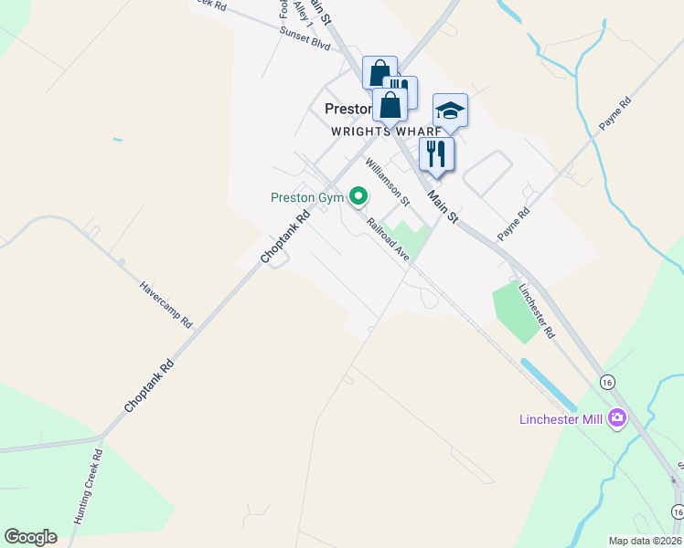 map of restaurants, bars, coffee shops, grocery stores, and more near 218 Apple Lane in Preston