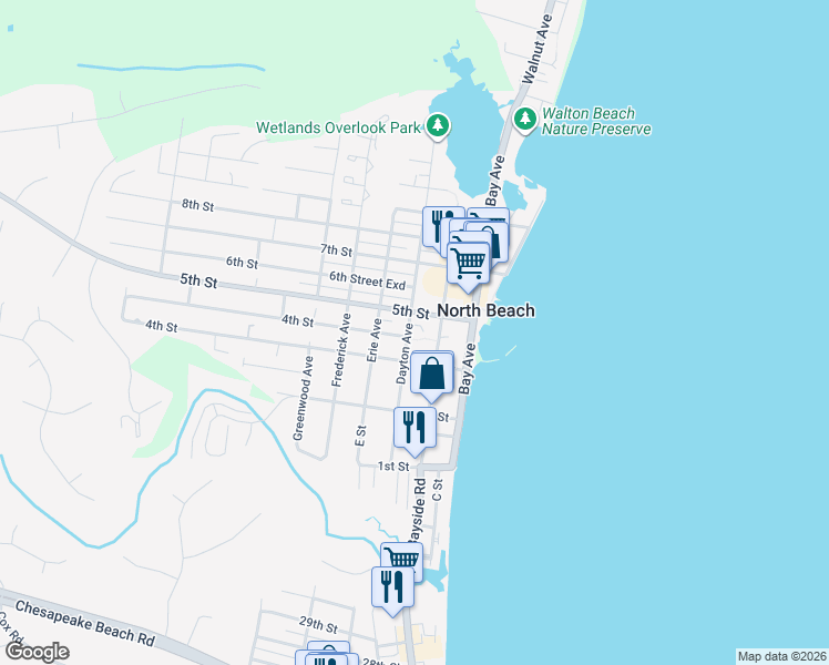 map of restaurants, bars, coffee shops, grocery stores, and more near 9017 Dayton Avenue in North Beach