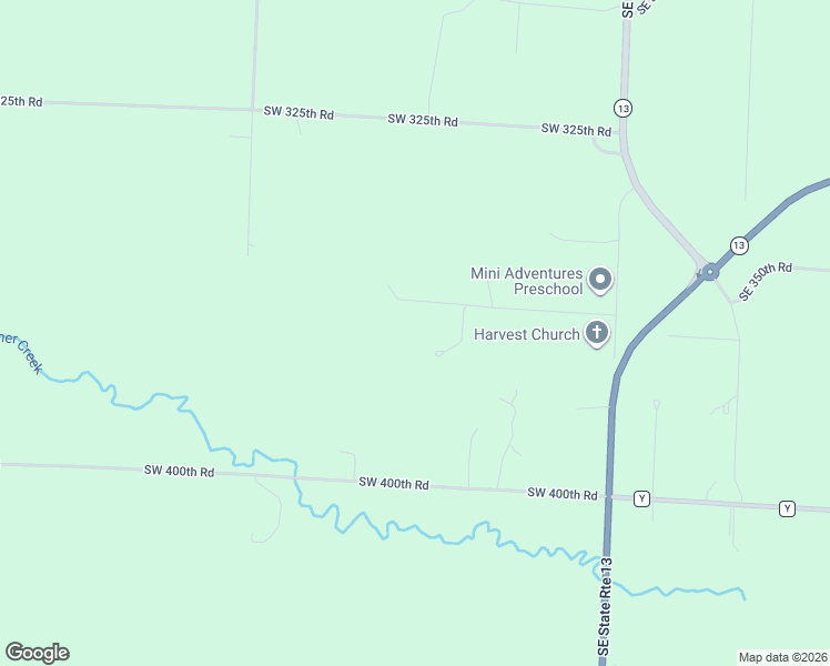 map of restaurants, bars, coffee shops, grocery stores, and more near 26 Southwest 365th Road in Warrensburg