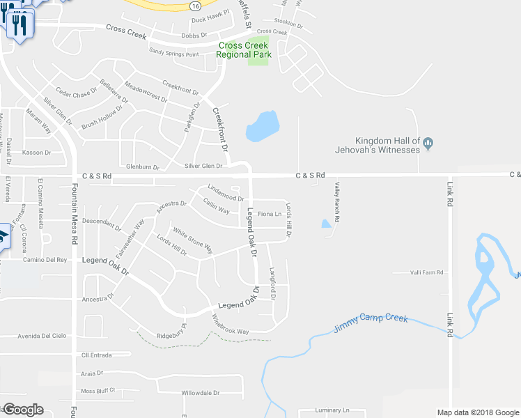 map of restaurants, bars, coffee shops, grocery stores, and more near 7624 Fiona Lane in Fountain