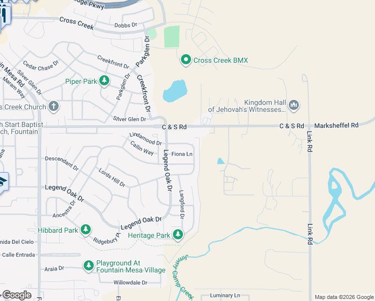 map of restaurants, bars, coffee shops, grocery stores, and more near 1345 Lords Hill Drive in Fountain