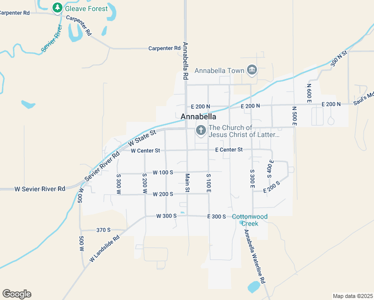 map of restaurants, bars, coffee shops, grocery stores, and more near 91 South Main Street in Annabella